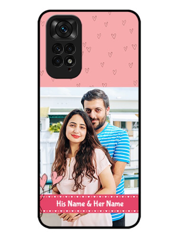 Custom Redmi Note 11s Personalized Glass Phone Case - Love Design Peach Color