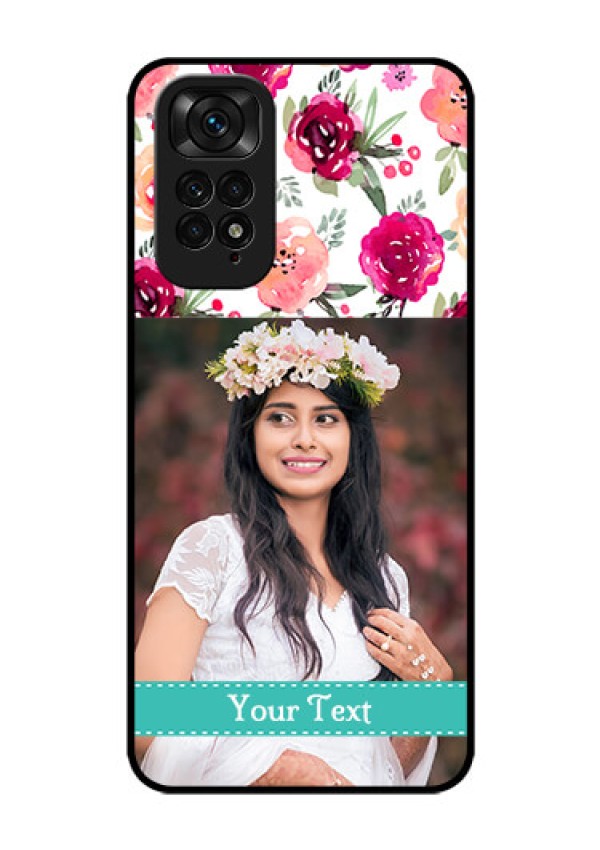 Redmi Note 11s Custom Glass Phone Case - Watercolor Floral Design