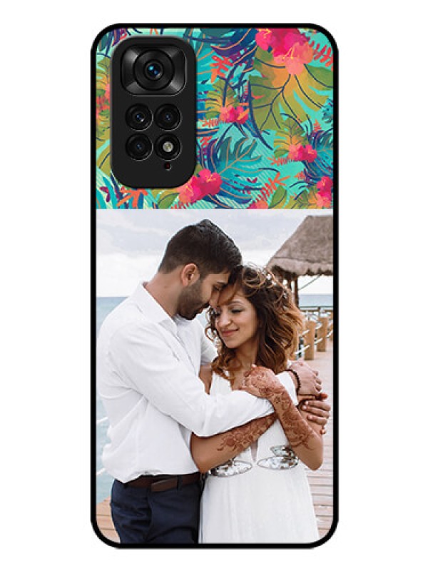 Custom Redmi Note 11s Photo Printing on Glass Case - Watercolor Floral Design