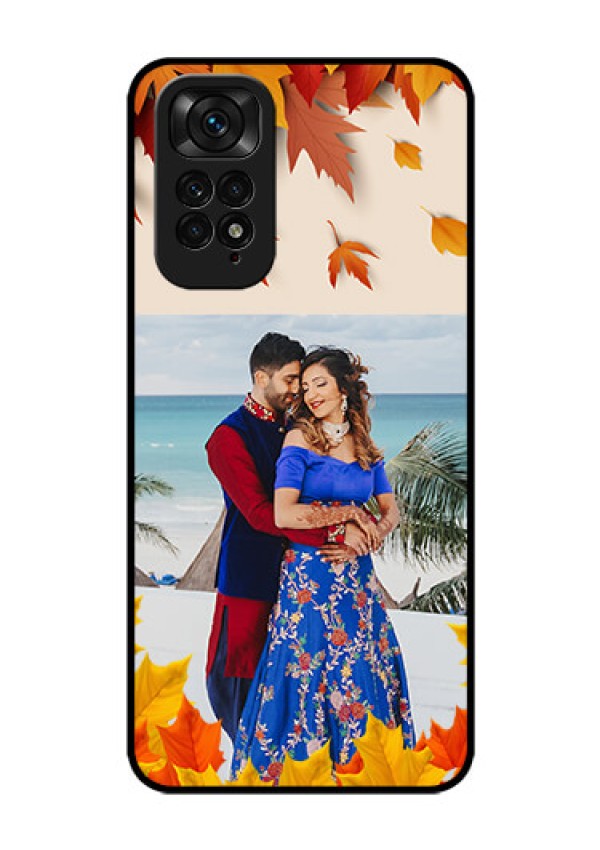Redmi Note 11s Photo Printing on Glass Case - Autumn Maple Leaves Design