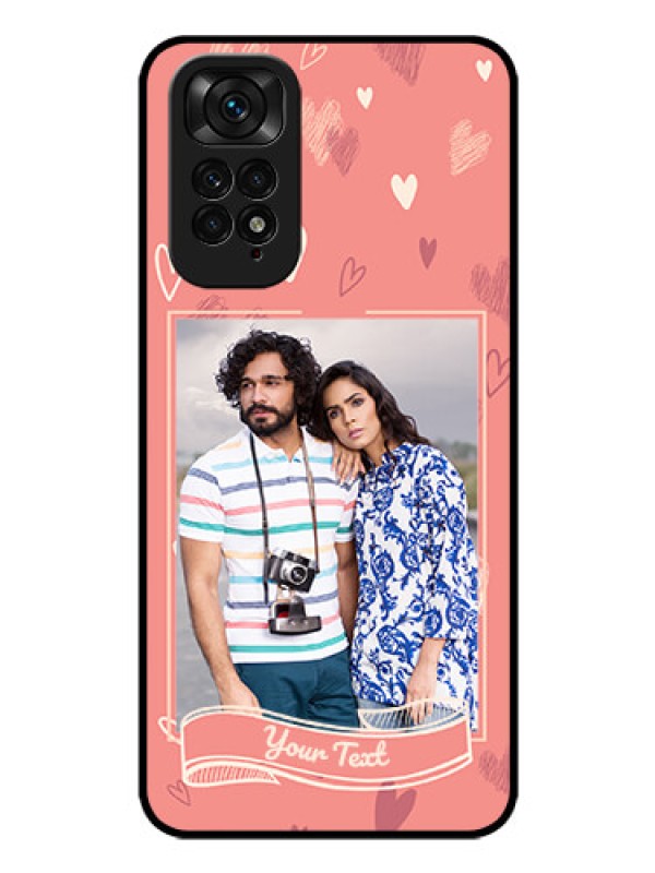 Custom Redmi Note 11s Custom Glass Phone Case - Love doodle art Design