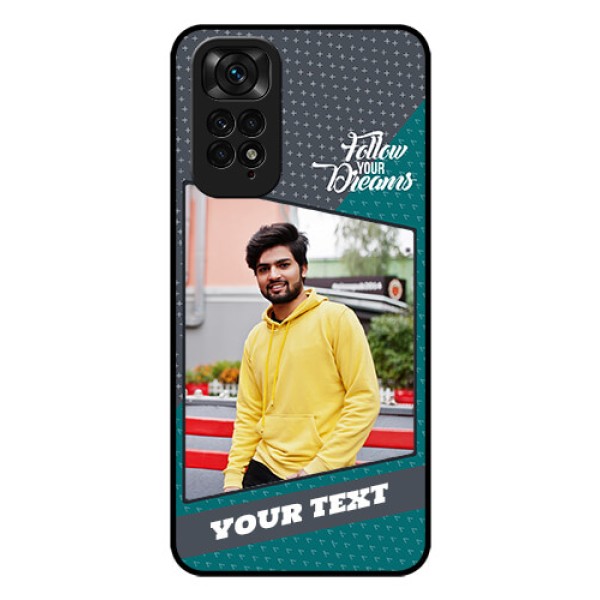 Redmi Note 11s Personalized Glass Phone Case - Background Pattern Design with Quote Redmi Note 11s Personalized Glass Phone Case - Background Pattern Design with Quote