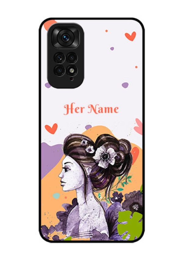 Xiaomi Redmi Note 11S Personalized Glass Phone Case - Woman And Nature Design