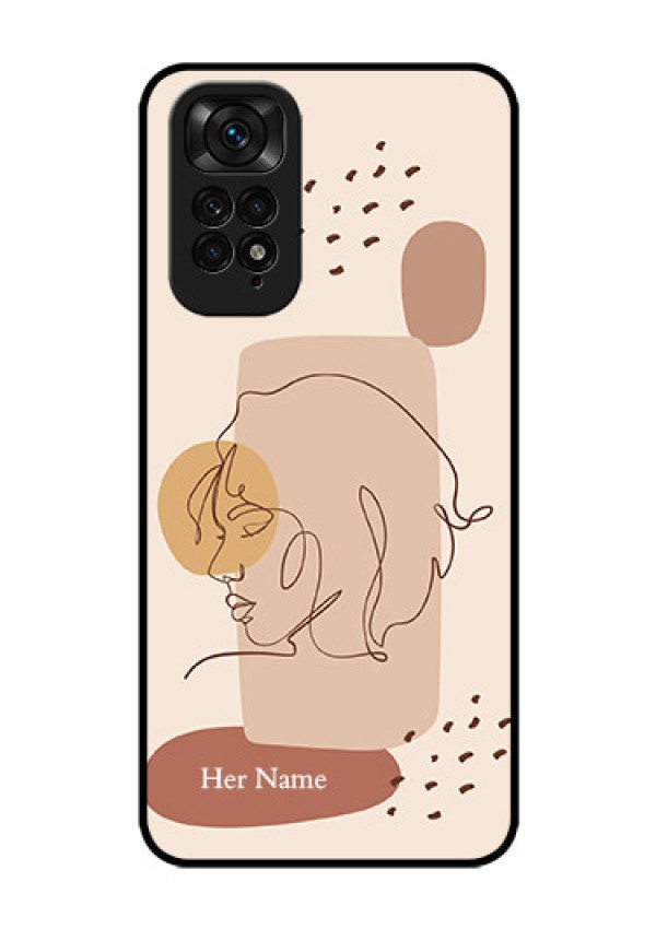 Xiaomi Redmi Note 11S Photo Printing on Glass Case - Calm Woman line art Design