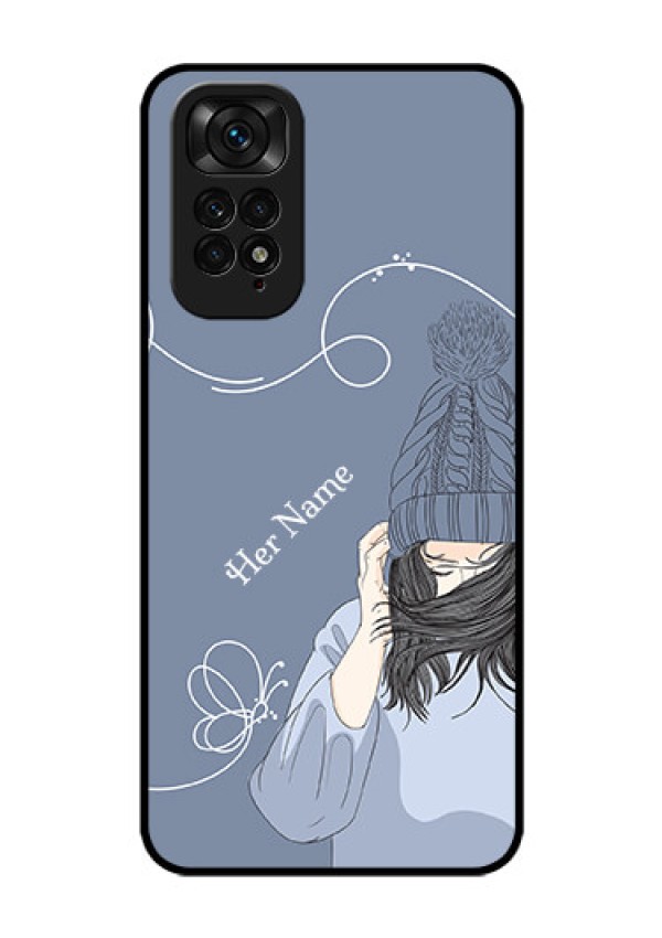 Xiaomi Redmi Note 11S Custom Glass Mobile Case - Girl in winter outfit Design