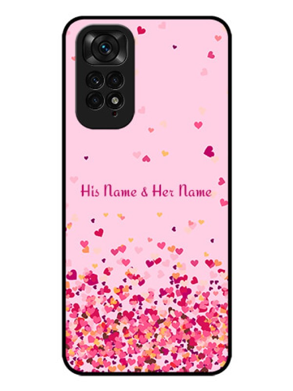 Custom Xiaomi Redmi Note 11S Photo Printing on Glass Case - Floating Hearts Design