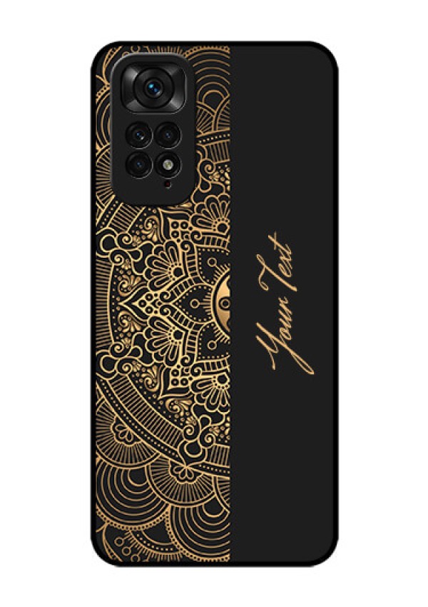 Xiaomi Redmi Note 11S Photo Printing on Glass Case - Mandala art with custom text Design