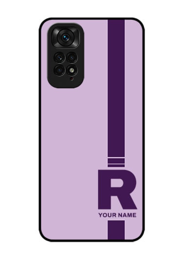 Xiaomi Redmi Note 11S Photo Printing on Glass Case - Simple dual tone stripe with name Design
