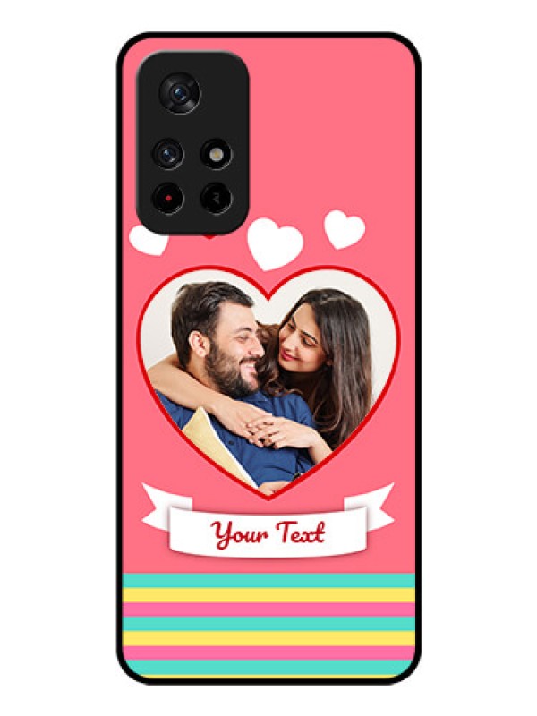 Custom Redmi Note 11T 5g Photo Printing on Glass Case - Love Doodle Design