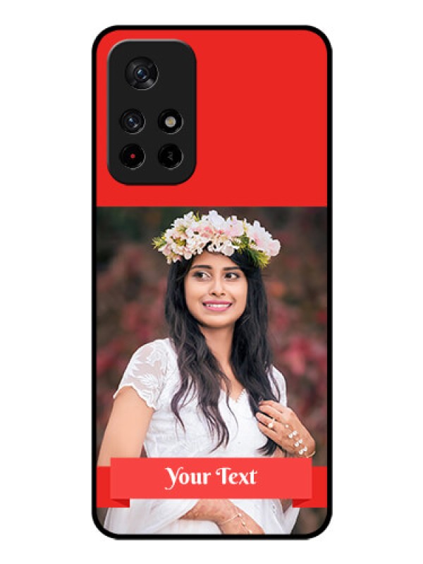 Custom Redmi Note 11T 5g Custom Glass Phone Case - Simple Red Color Design