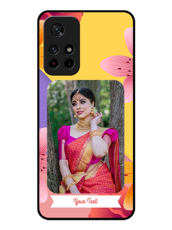 Custom Redmi Note 11T 5g Custom Glass Mobile Case - 3 Image With Vintage Floral Design