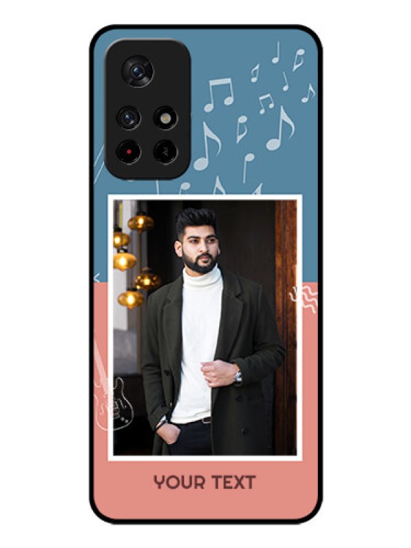 Custom Redmi Note 11T 5g Photo Printing on Glass Case - with Color Musical Note Design