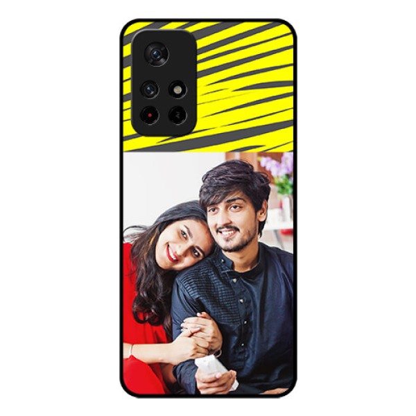 Redmi Note 11T 5g Photo Printing on Glass Case - Yellow Abstract Design