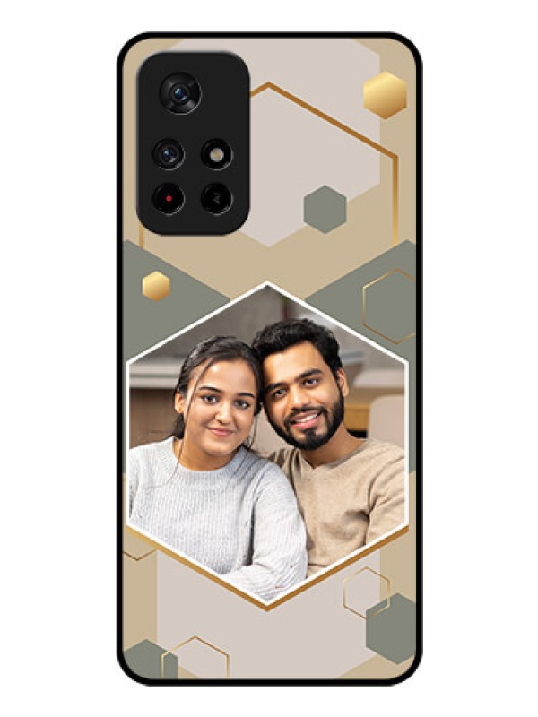 Custom Xiaomi Redmi Note 11T 5G Photo Printing on Glass Case - Stylish Hexagon Pattern Design