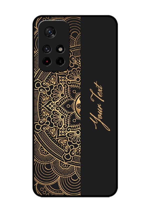 Xiaomi Redmi Note 11T 5G Photo Printing on Glass Case - Mandala art with custom text Design