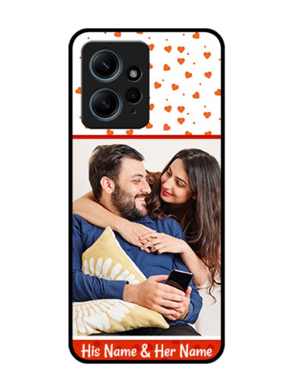 Custom Redmi Note 12 4G Custom Glass Phone CaseOrange Love Symbol Design
