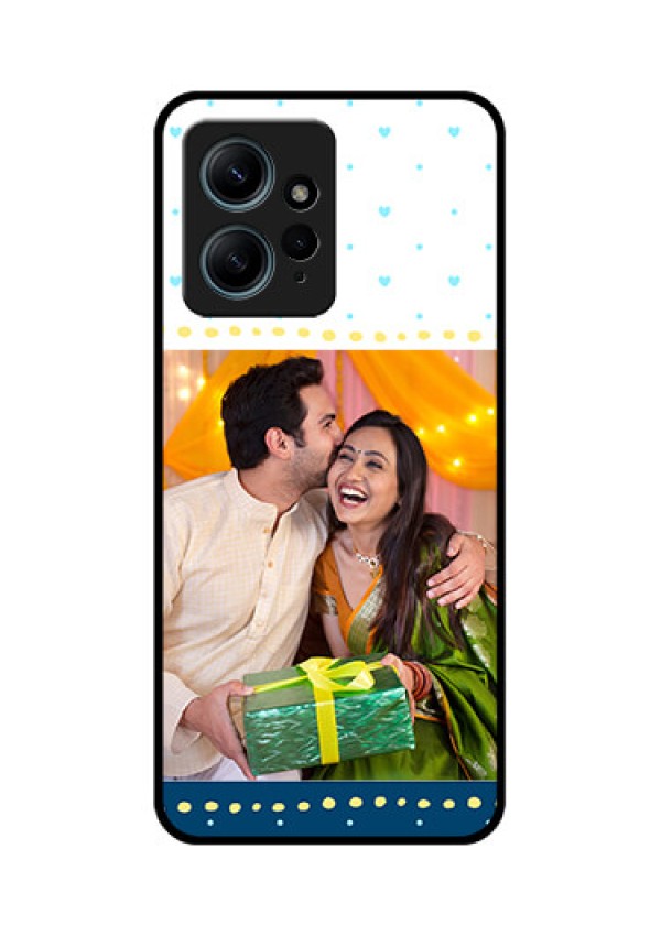 Redmi Note 12 4G Custom Glass Phone CaseWhite And Blue Abstract Design