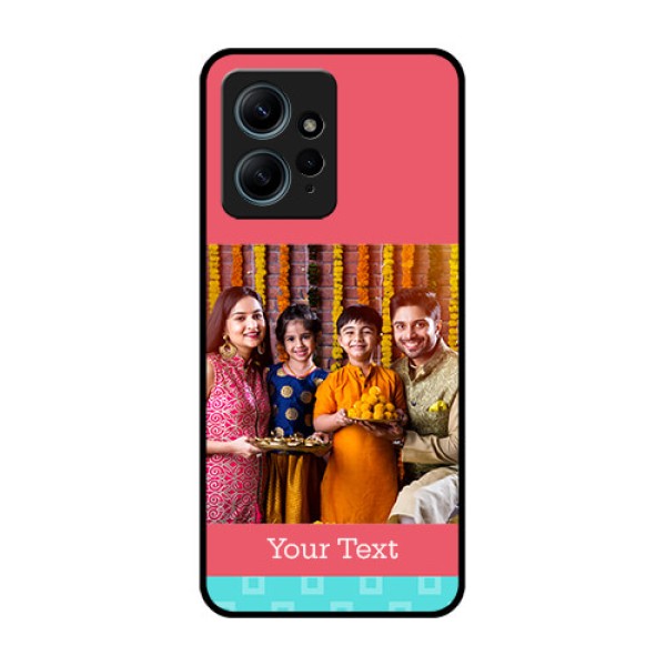 Redmi Note 12 4G Custom Glass Phone CasePeach and Blue Color Design Redmi Note 12 4G Custom Glass Phone CasePeach and Blue Color Design
