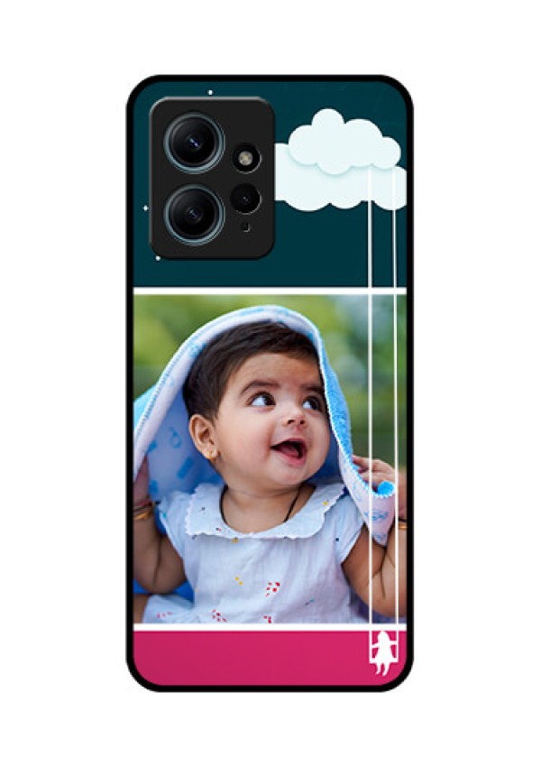 Redmi Note 12 4G Custom Glass Phone CaseCute Girl With Cloud Design