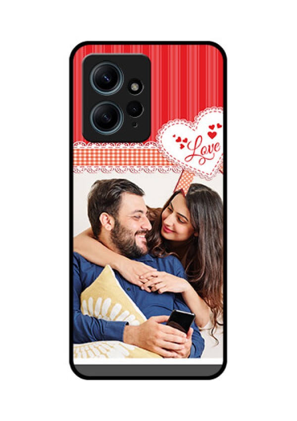 Redmi Note 12 4G Custom Glass Phone CaseRed Love Pattern Design