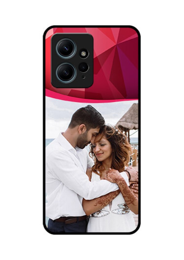 Redmi Note 12 4G Custom Glass Phone CaseRed Abstract Design