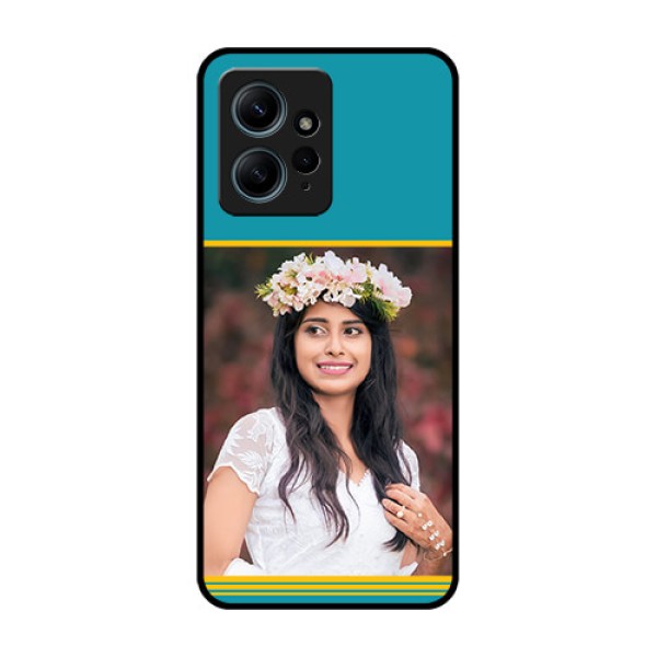 Redmi Note 12 4G Custom Glass Phone CaseYellow and Blue Design