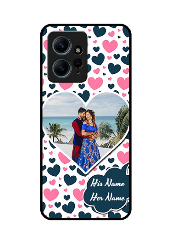 Redmi Note 12 4G Custom Glass Phone CasePink and Blue Heart Design