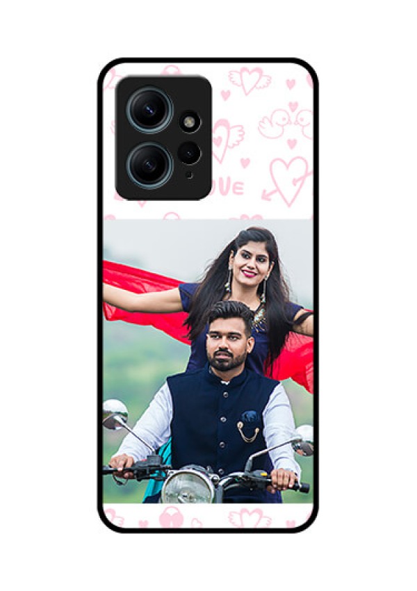 Redmi Note 12 4G Custom Glass Phone CasePink Flying Heart Design