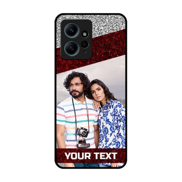 Redmi Note 12 4G Custom Glass Phone CaseImage Holder With Glitter Strip Design Redmi Note 12 4G Custom Glass Phone CaseImage Holder With Glitter Strip Design
