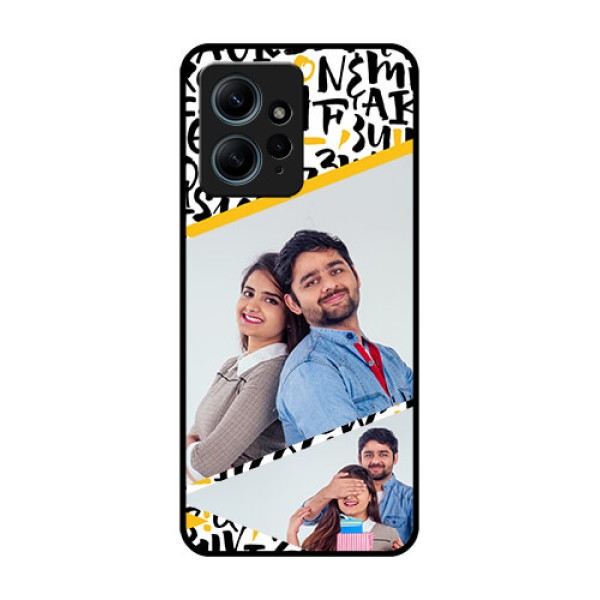 Redmi Note 12 4G Custom Glass Phone CaseLetters Pattern Design