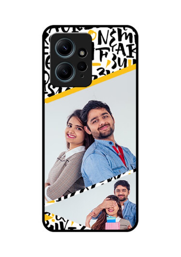 Redmi Note 12 4G Custom Glass Phone CaseLetters Pattern Design