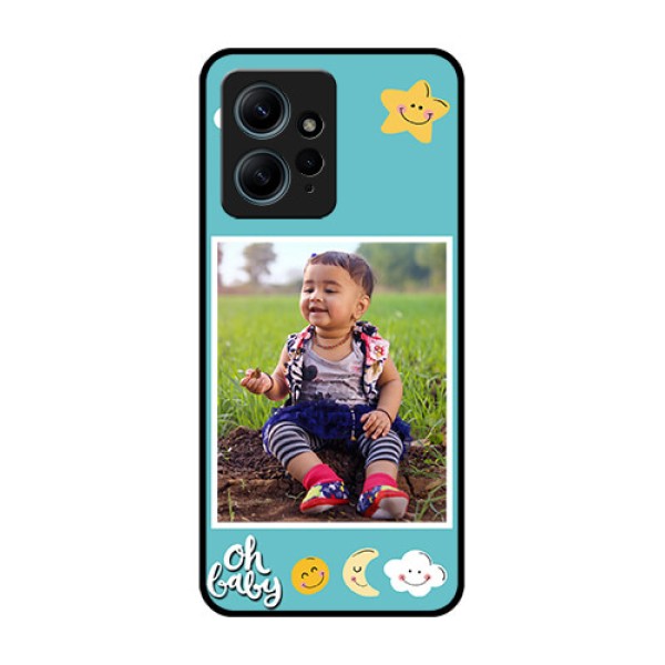 Redmi Note 12 4G Custom Glass Phone CaseSmiley Kids Stars Design Redmi Note 12 4G Custom Glass Phone CaseSmiley Kids Stars Design