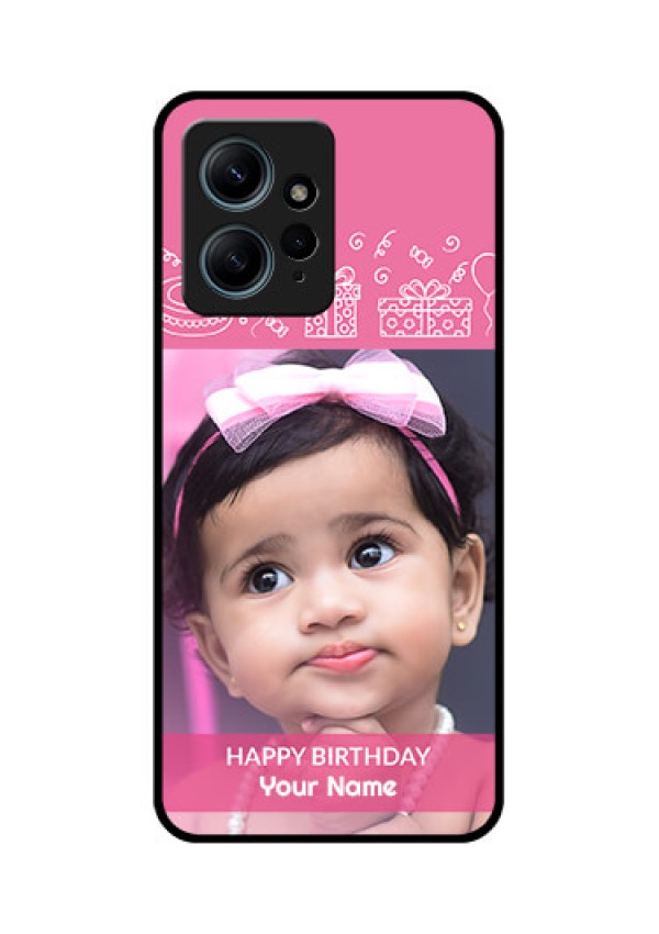 Redmi Note 12 4G Custom Glass Phone CaseWith Birthday Line Art Design