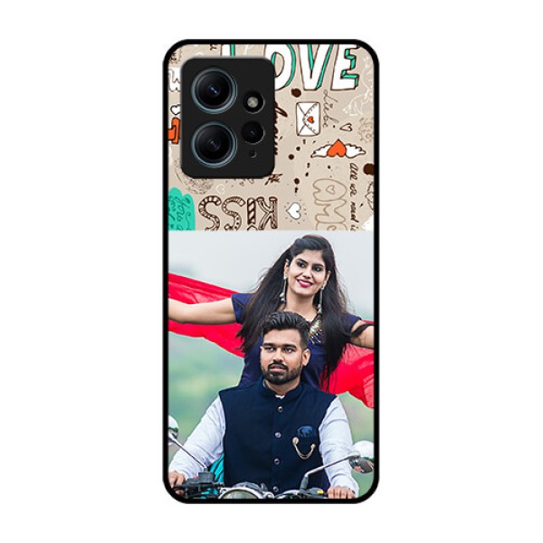 Redmi Note 12 4G Custom Glass Phone CaseLove Doodle Pattern