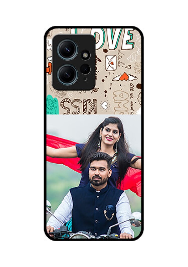 Redmi Note 12 4G Custom Glass Phone CaseLove Doodle Pattern