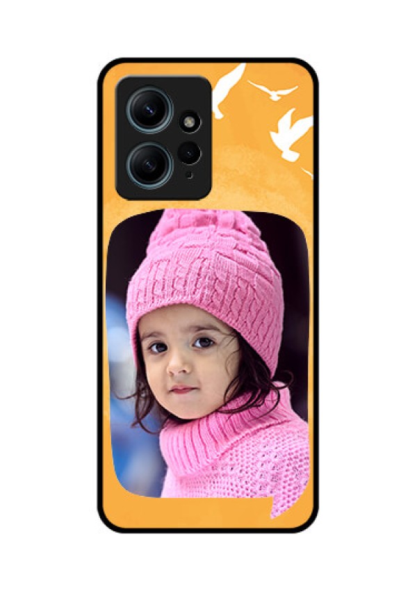 Redmi Note 12 4G Custom Glass Phone CaseWater Color Design With Bird Icons