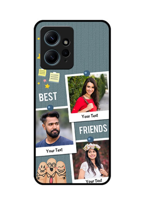 Redmi Note 12 4G Custom Glass Phone CaseSticky Frames And Friendship Design