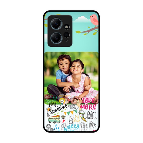 Redmi Note 12 4G Custom Glass Phone CaseDoodle Love Design
