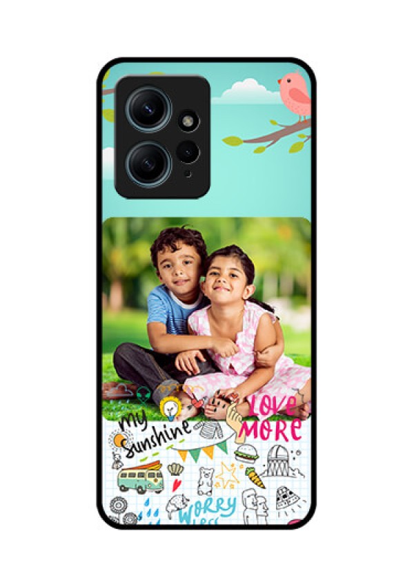 Redmi Note 12 4G Custom Glass Phone CaseDoodle Love Design