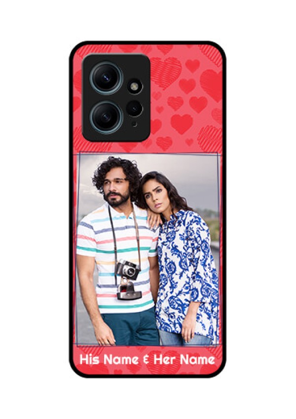 Redmi Note 12 4G Custom Glass Phone CaseWith Red Heart Symbols Design