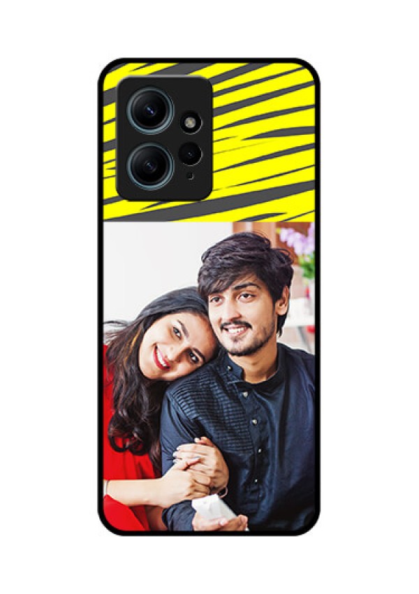 Redmi Note 12 4G Custom Glass Phone CaseYellow Abstract Design
