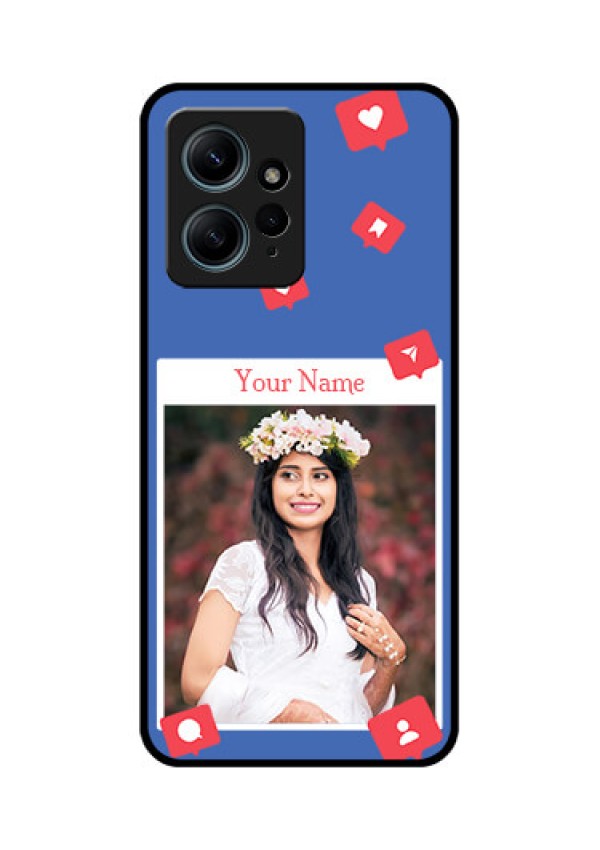 Redmi Note 12 4G Custom Glass Phone CaseLike Share And Comment Design