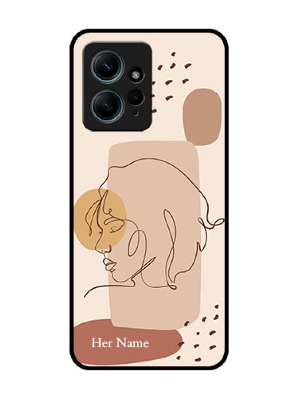 Custom Redmi Note 12 4G Custom Glass Phone CaseCalm Woman Line Art Design