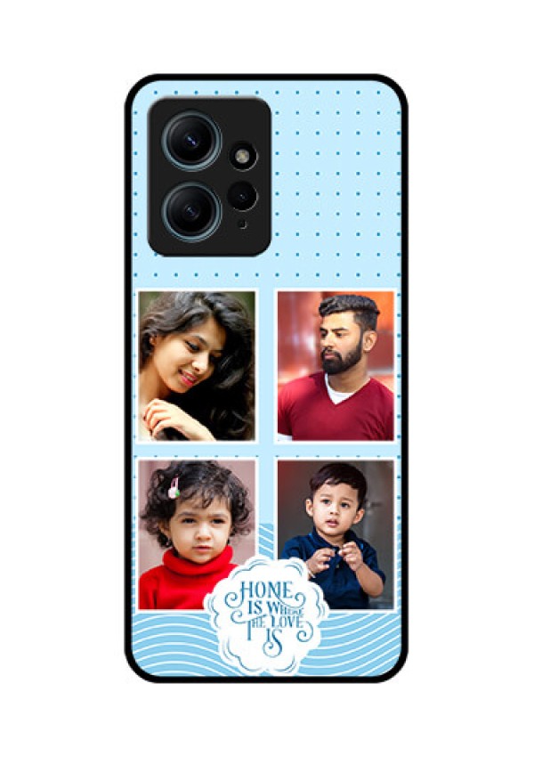 Redmi Note 12 4G Custom Glass Phone CaseCute Love Quote With 4 Pic Upload Design