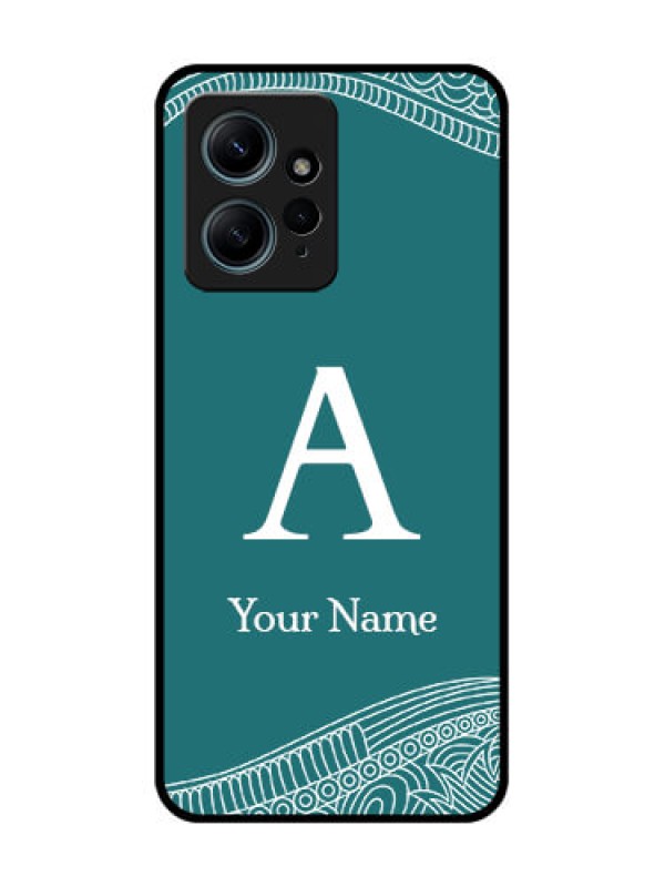Custom Redmi Note 12 4G Custom Glass Phone CaseLine Art Pattern With Custom Name Design