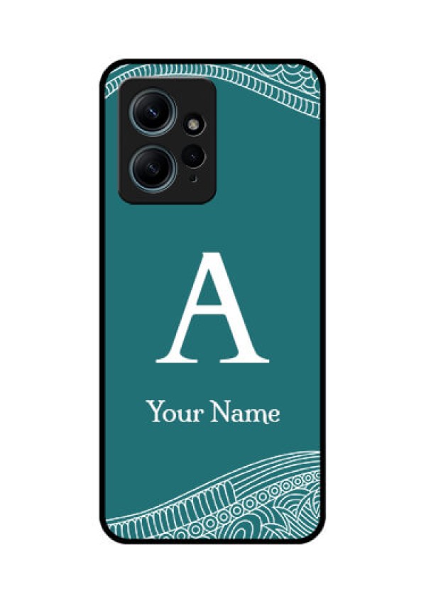 Redmi Note 12 4G Custom Glass Phone CaseLine Art Pattern With Custom Name Design