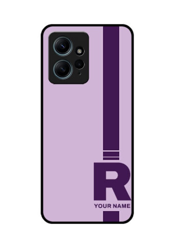 Redmi Note 12 4G Custom Glass Phone CaseSimple Dual Tone Stripe With Name Design