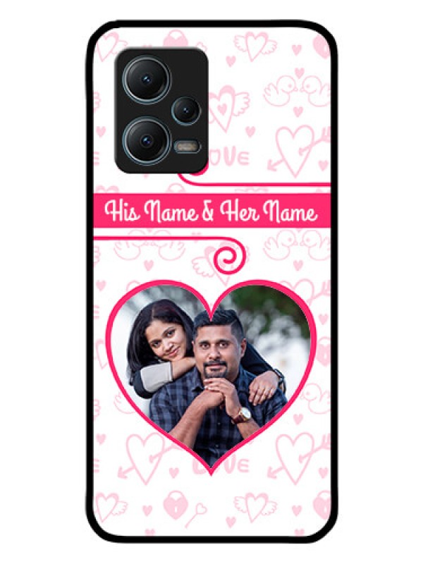 Custom Redmi Note 12 5G Personalized Glass Phone Case - Heart Shape Love Design