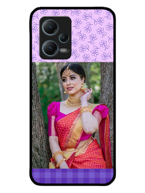 Custom Redmi Note 12 5G Custom Glass Phone Case - Purple Floral Design