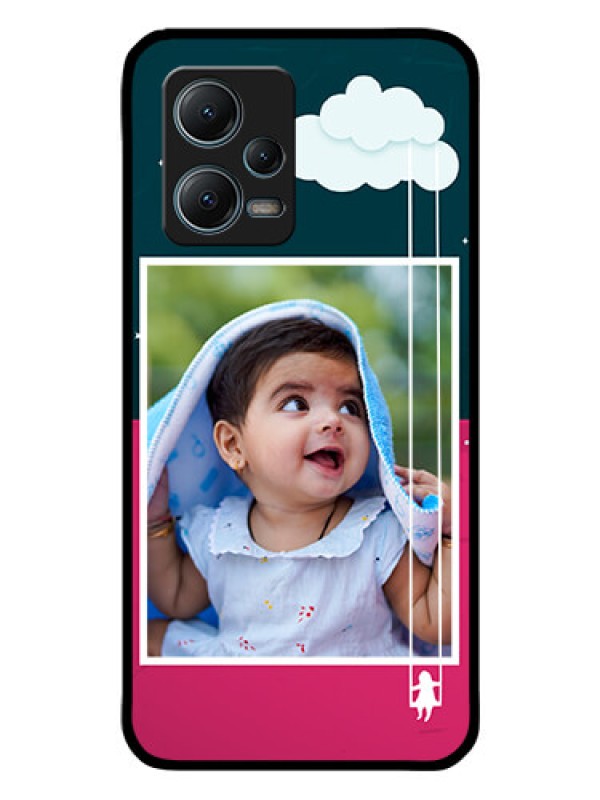 Custom Redmi Note 12 5G Custom Glass Phone Case - Cute Girl with Cloud Design